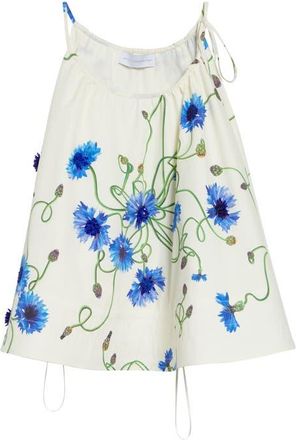 Stella McCartney Embellished Floral Print A-Line Halter Top in Cornflower at Nordstrom, Size 4 Us
