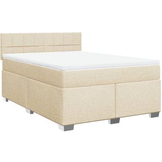 vidaXL Vidaxl - Cama Box Spring Con Colch&oacute;n Tela Color Crema 160x200 Cm