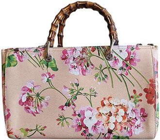 Gucci Pink Blooms printed leather Bamboo Shopper bag