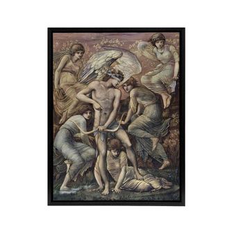 Artery8 Cupids Hunting Fields Framed Canvas Wall Art Print Edward Burne Jones in Brown | Size: W24 x H32