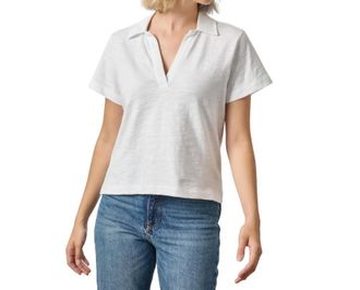 Lilla P Vintage Short Sleeve Polo In White