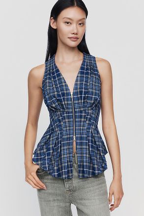 Maeve Viki Zip Front Peplum Top
