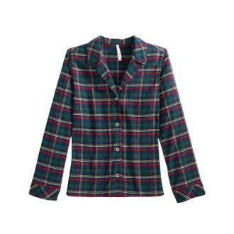 Southern Tide Womens Partridgeberry Plaid Lounge Shirt In Dress Blue