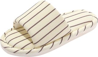 Generic cfpqv Womens Summer Linen Slippers Non-Slip Slippers Slides Peep Toe Slippers Felt Slippers Cotton Slippers Comfortable Summer Shoes Mules Felt Slippe