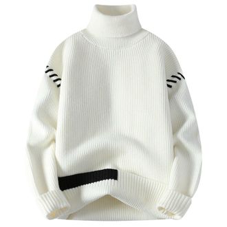 Generic Mens Knitted Jumpers, Roll Neck Knit Sweater, Turtleneck Pullover Long Sleeve, Chunky Fisherman Jumpers Thick Knitwear Autumn Winter Warm Work Jumper 