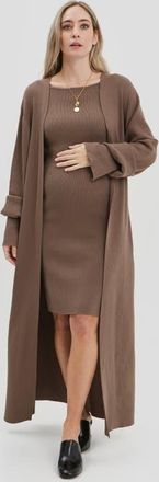 Nom Maternity Emaline Cardigan in Taupe at Nordstrom, Size X-Large