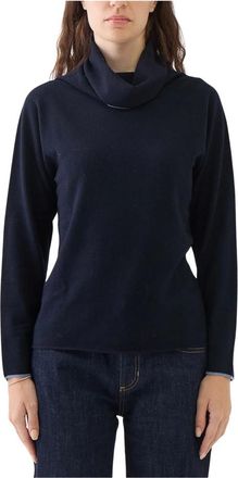 Le Tricot Perugia Navy Blue Wol Zijde Kasjmier Fietser - Dames - Coltruien - Blauw - L - Wol - Truien & Vesten