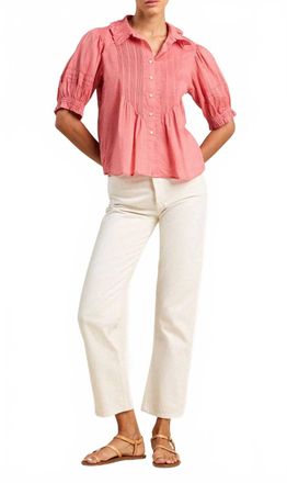 Trovata Jess Cotton Voile Pintuck Blouse In Rosado
