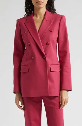 Emporio Armani Cotton Couture Double Breasted Blazer in Solid Dark Red at Nordstrom, Size 6 Us