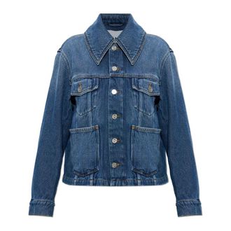 Ganni Denim Jackets, female, Blue, Size: S Denim Jacket with Pockets