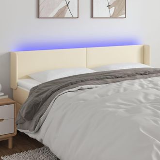 vidaXL Cabecero Con Led Cuero Sint&eacute;tico Crema 163x16x78/88 Cm Vidaxl
