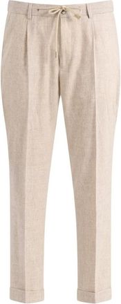 Gran Sasso Flanellen broek met plooien - Heren - Straight fit broeken - Beige - L - Wol - Broeken