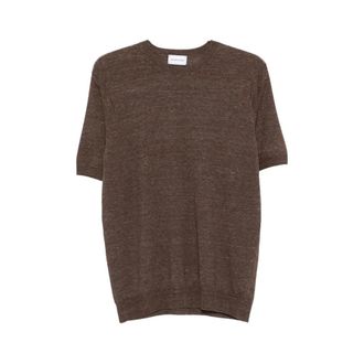 Scaglione Round-neck Knitwear, male, Brown, Size: L Round-neck T-shirt