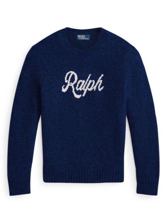 Polo Ralph Lauren logo-intarsia jumper - men - Recycled Nylon/Wool/Alpaca Wool - L - Blue