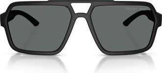 Prada 59mm Polarized Pilot Sunglasses in Black/polar Dark Grey at Nordstrom