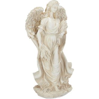 Relaxdays Relaxdays Garden Ornament Angel, Cherub Figurine, Weather-& Frost-proof, Garden, Balcony, In- & Outdoors, Polyresin Cream-white