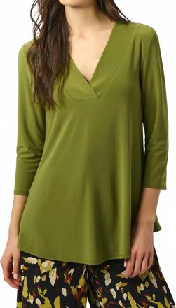 Joseph Ribkoff V-Neck 3/4 Sleeve Flared Top In Artichoke