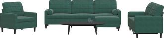 vidaXL Juego De Sof&aacute;s Con Cojines 4 Piezas Terciopelo Verde Oscuro Vidaxl