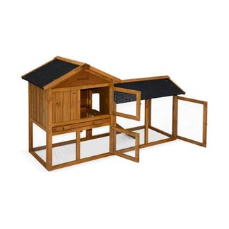 Sweeek Conejera de madera para 4 conejos, madera