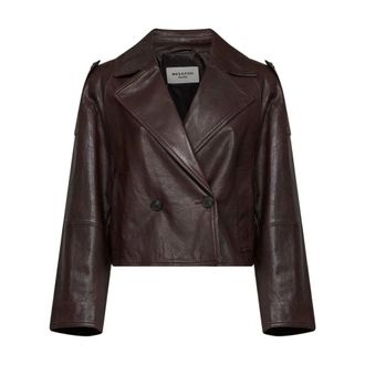 Max Mara Jassen, Dames, Bruin, S, Leer, Felino Leren Jas
