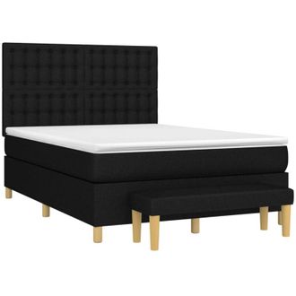 vidaXL Cama Box Spring Con Colch&oacute;n Tela Negro 140x200 Cm Vidaxl