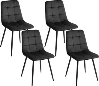 Beliani Set of 4 Dining Chairs POWELL Velvet Black