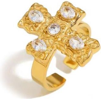 Vidakush Belvedere Cross Ring in Clear/gold at Nordstrom