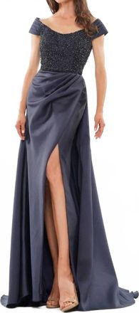Colors Dress Beaded Bodice Gown In Grey
