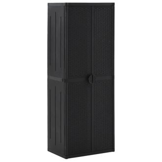 Berkfield Home Garden Storage Cabinet Black 65x45x172 cm PP Rattan | Size: 65 x 45 x 172 cm