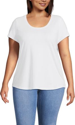 Lands End Plus Size Short Sleeve Lightweight Jersey Scoop Neck T-shirt in White at Nordstrom, Size 3X