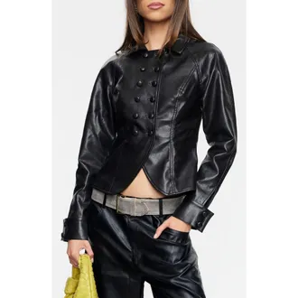 Lioness Form Faux Leather Jacket in Dusk at Nordstrom, Size X-Small