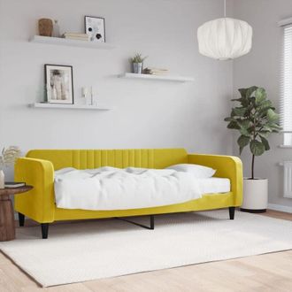 vidaXL vidaXL Divano Letto con Materasso Giallo 90x200 cm in Velluto