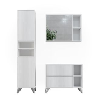Vicco Conjunto De Muebles De Ba&ntilde;o Leano, Blanco, 80 Cm, Juego 3