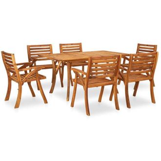 vidaXL Juego De Comedor Para Jard&iacute;n 7 Piezas Madera Maciza De Acacia Vidaxl