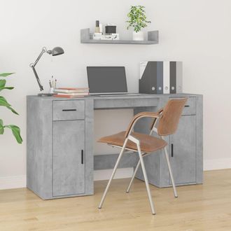 vidaXL Vidaxl - Escritorio Con Armario Contrachapada Gris Hormig&oacute;n