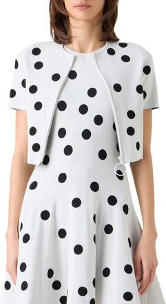 Akris Polka Dot Jacquard Fitted Crop Jacket in Cream-Black at Nordstrom, Size 12