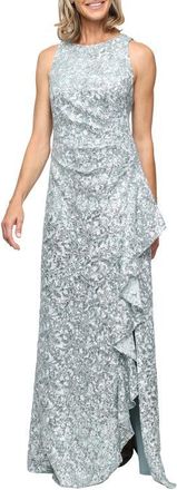 Alex Evenings Corded Lace Gown in Ice Sage at Nordstrom, Size 12P