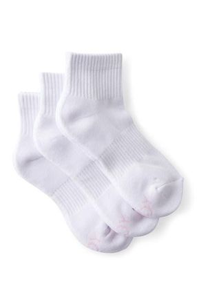 Cotton On Womens Active Body Qtr Crew Sock 3Pk in White Solid at Nordstrom