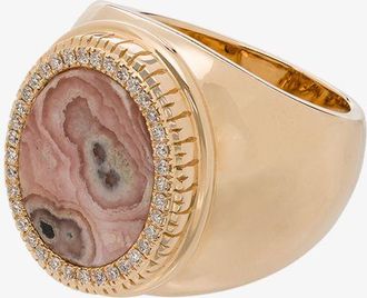O ThongThai 14K Yellow Gold Rhodochrosite Diamond Ring - Womens - Diamond/Rhodochrosite/14kt Yellow Gold