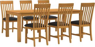 vidaXL Conjunto De Comedor 7 Uds. Negro Madera De Roble S&oacute;lido Vidaxl