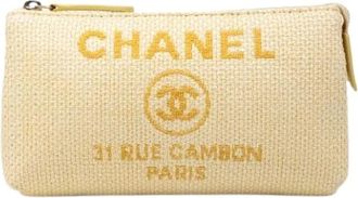 Chanel Pre-owned Clutches, female, Yellow, Size: ONE SIZE Pre-owned Raffia Pouch