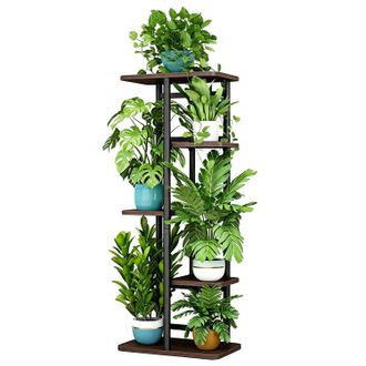 OEM Soporte Para Plantas, Dise&ntilde;o Met&aacute;lico De 5 Niveles, Soporte Para Plantas Que Ahorra Espacio, Roble Negro