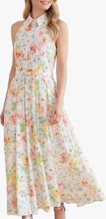 Needle & Thread Sienna Rose Cotton Halter Maxi Gown in Optic White at Nordstrom, Size 10