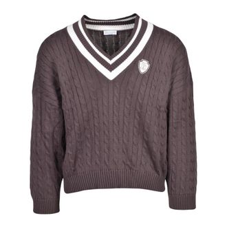 Brunello Cucinelli Korte V-hals trui - Dames - Truien - Bruin - Maat: S Katoen