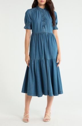 Seasalt Cornwall Feather Star Midi Dress in Mid Wash Indigo at Nordstrom, Size 12