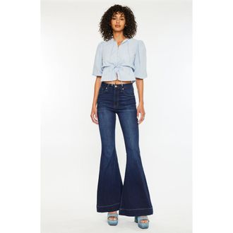 Kancan Braelynn Essentials High Rise Super Flare Jeans in Dark Wash at Nordstrom, Size 27