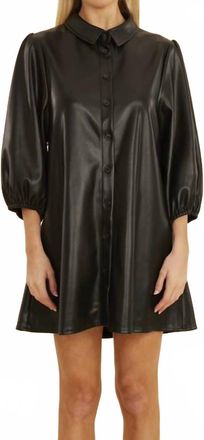 Dolce Cabo Faux Leather Tunic With Puff Sleeves In Black