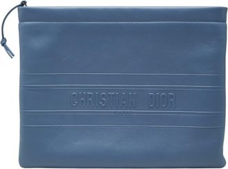 Dior Blue Leather Clutch Bag (Pre-Owned)