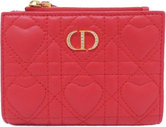 Dior Red Color Leather Wallet (Bi-Fold) (Pre-Owned)