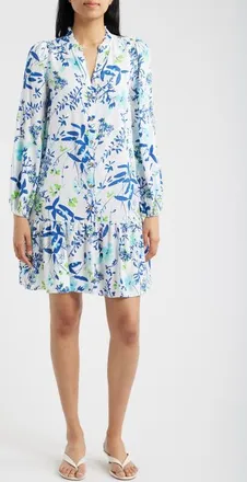 Lilly Pulitzer Shaley Print Long Sleeve Tunic Dress in Resort White Sea Blooms at Nordstrom, Size 10